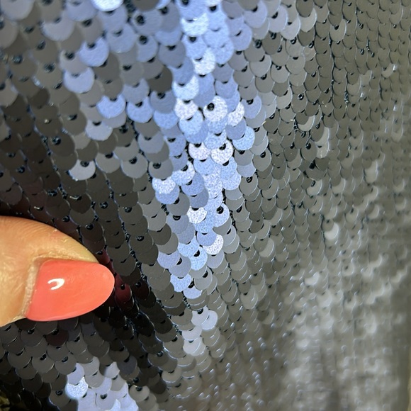 Banana Republic Navy V-Neck Sequin Shift Evening Dress - Picture 7 of 13